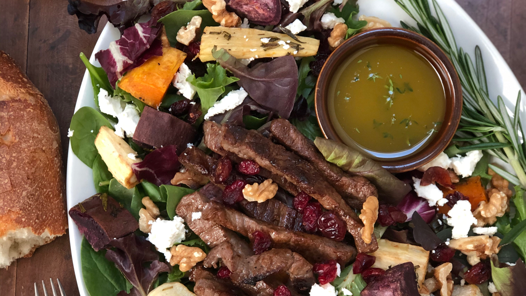 Steak Salad with Roasted Roots