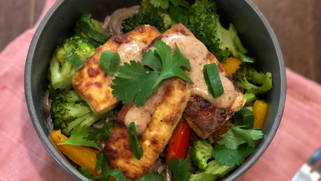 Crispy Sheet Pan Tofu With Spicy Almond Soba New Morning Market